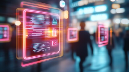 Product Reviews Futuristic, glowing visuals of product reviews and ratings during the holiday shopping season.