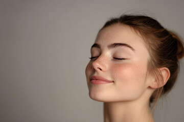 Fototapeta premium A close up of a girl's face with her eyes closed