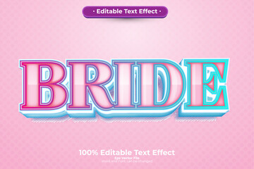 Bride New editable text effect in modern trend style