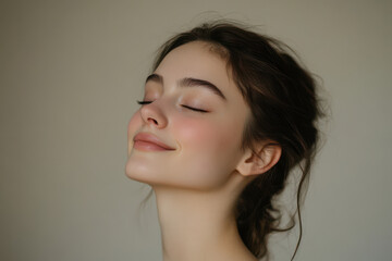 Fototapeta premium A close up of a girl's face with her eyes closed