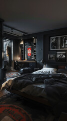 hyper realistic mens bedroom