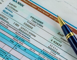 Bank account statement, illustrating financial records, account details, and money management.