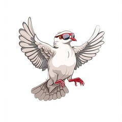 Obraz premium Dove 90s Revival animal fashion cartoon isolated whitebackground 16:9