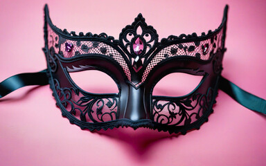 black mask for sex role play on pink background