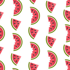 Modern art minimalist style seamless pattern with watermelon slices. Perfect for banner, textile, fabric, paper, label, sale. Hand drawn vector illustration.
