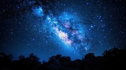 Fototapeta premium A peaceful and starry view of the night sky. A breathtaking and spacious space background that leaves plenty of room for text