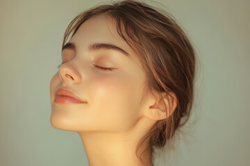 Fototapeta premium A close up of a girl's face with her eyes closed
