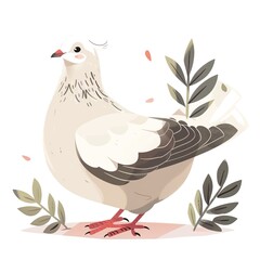 Obraz premium Dove Scandinavian Minimalism animal fashion cartoon isolated whitebackground 16:9