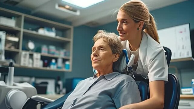 A patient with amyotrophic lateral sclerosis receiving assistance from a physiotherapist.