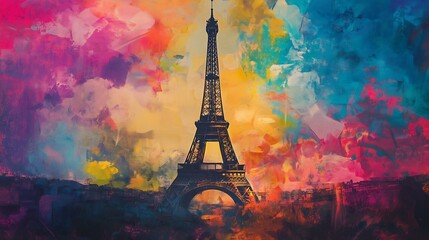 Vivid Watercolor of the Eiffel Tower