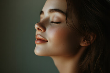 Fototapeta premium A close up of a girl's face with her eyes closed