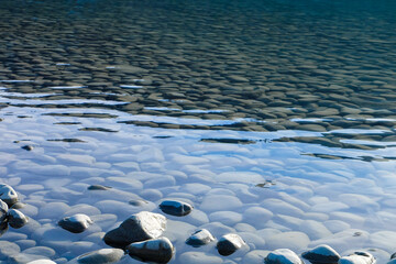 Road trip, Winter, Snowflake and frost over grass and wild flower, Lake Tekapo, Canterbury, New Zealand, South Island 