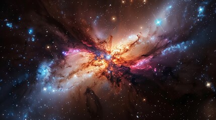 Realistic photo capturing active star formation in the vibrant messier 82 starburst galaxy