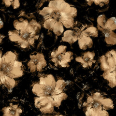 Seamless flowers background, beige, brown flowers.