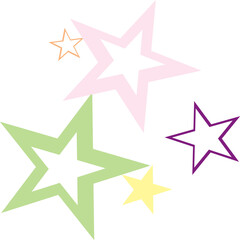 Object fountain organized from random sparcle star pictographs as fireworks.