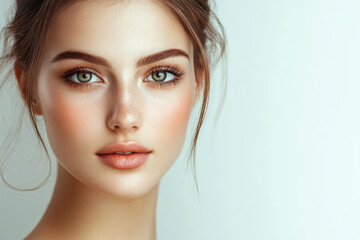 Naklejka premium beauty woman with flawless skin on white background