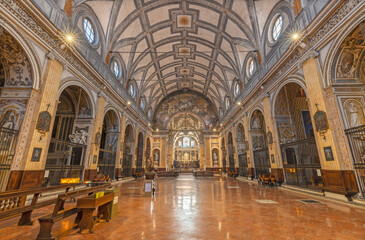 MILAN, ITALY - MARCH 7, 2024:  The nave of church Chiesa di Sant Angelo.