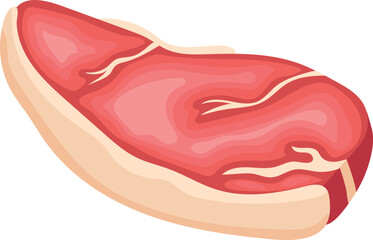 Sirloin steak. Raw uncooked meat cartoon icon