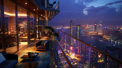 Elevated Elegance: Skyline Vantage from Lavish Penthouse Terrace