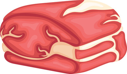 Raw meat cartoon icon. Uncooked fat food