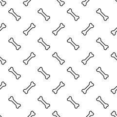 Black simple line bones on white background. Vector seamless pattern.