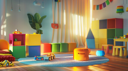 Vibrant Modular Furniture in Imaginative Children's Playroom