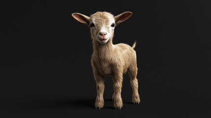 Baby goat on a black background.
