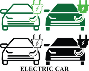 Electric Transport Ecology icon set. Environment, Eco friendly set of icon in fill and line style. Electric bus, car and bicycle Editable Colorful Nature icons set isolated on white background.