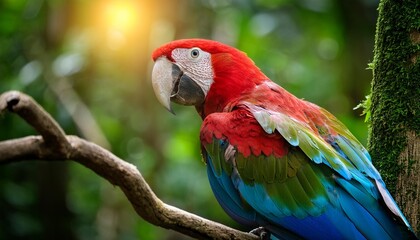 Tropical parrot on a tree
