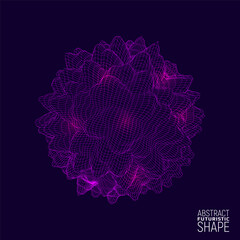 Wireframe futuristic shape. Abstract wavy 3d form. Science concept. Vector illustration.