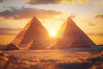 Pyramids egypt sunset