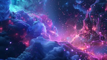 Vibrant Nebula with Multicolored Stellar Clouds