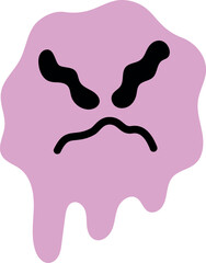 Angry face expression in funny melted emoji style