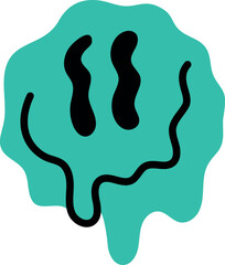 Obraz premium Melted emoticon with happy smile. Retro funny face