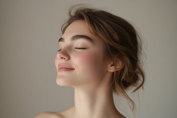 Fototapeta premium A close up of a girl's face with her eyes closed