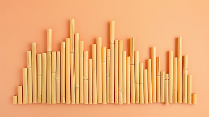 Obraz premium A background made of many bamboo straws arranged