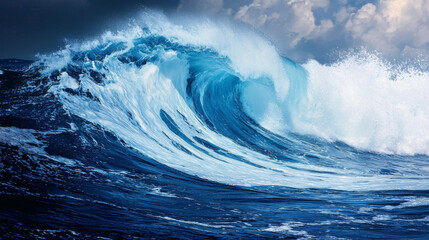 Fototapeta premium A large wave is crashing into the ocean