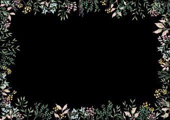 可愛い小花のフレーム（黒）