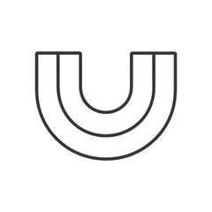 A black line art depiction of a three-tiered u-shaped object