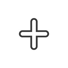 A Black Plus Sign Icon Isolated on White Background