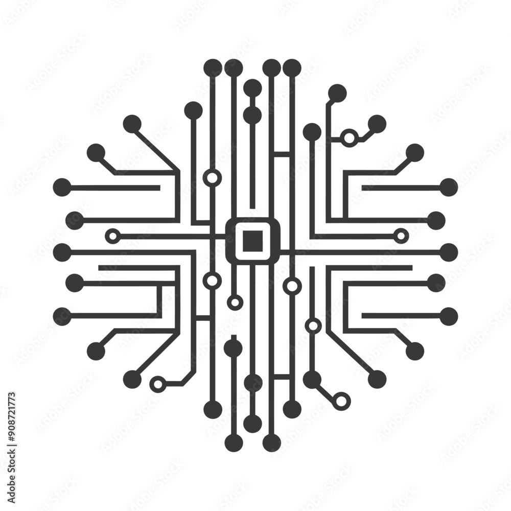 Poster abstract circuit board design with central processor