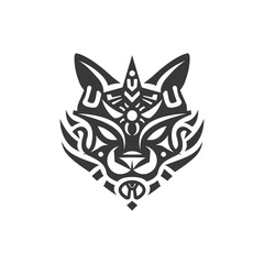 Abstract Black and White Tribal Cat Face Design