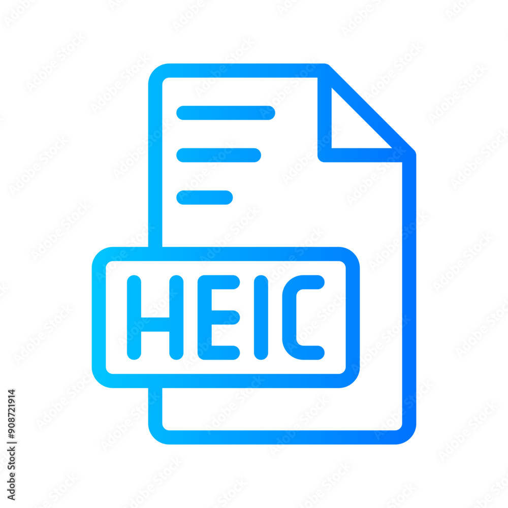 Poster heic document file picture gradient icon. format file type icons symbol, extension, type data, vecto
