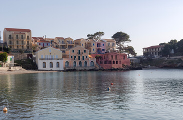 View of the embankment of village Assos in Kefalonia (Greece) in a spring day