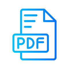 Pdf Document file picture gradient icon. format file type icons symbol, Extension, type data, vector illustration.