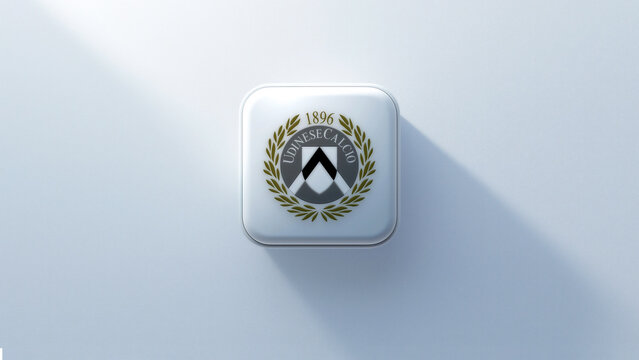 Udinese Calcio badge 3d icon casting a shadow on a white background