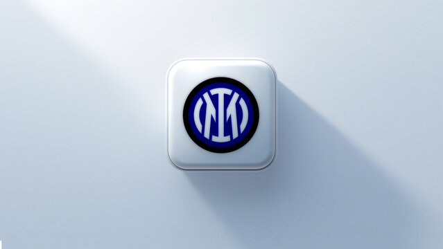 Internazionale Milano badge 3d icon casting a shadow on a white background