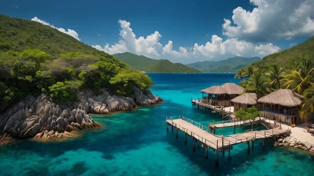 Labadee Island Haiti sunny day panorama