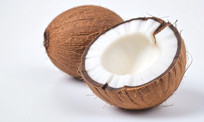 Coconut on the white flat background