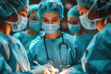 Surgical Team in Operating Room with Stethoscope